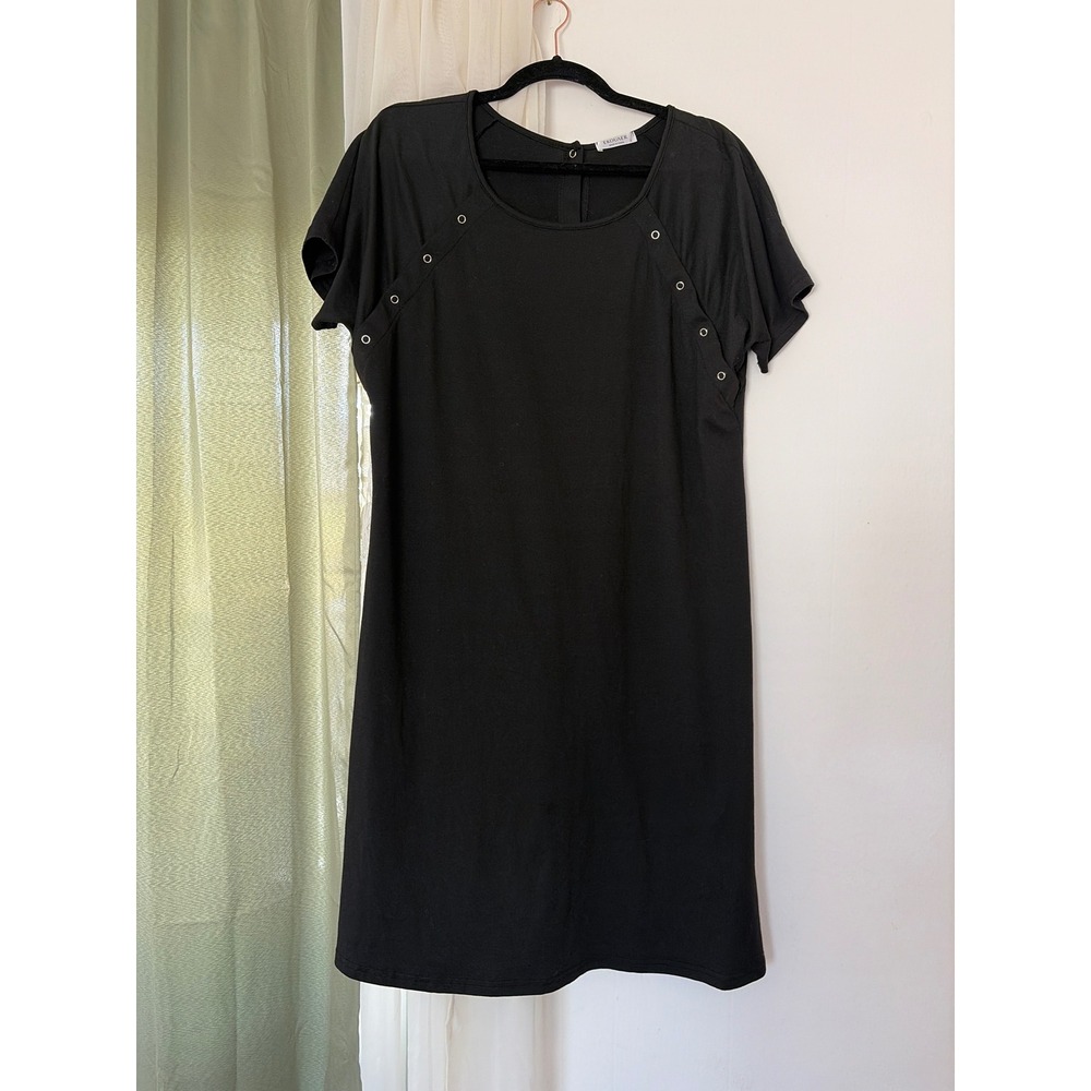Ekouaer Hospital Gown Womens Large Black Maternity Nursing Snaps Recovery Dress